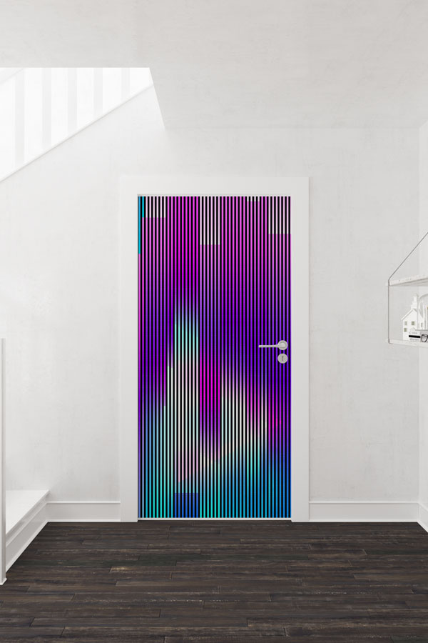 school-door-design-art-8607-01 Neon Dikey Çizgili Modern Okul Kapı Giydirme 8607