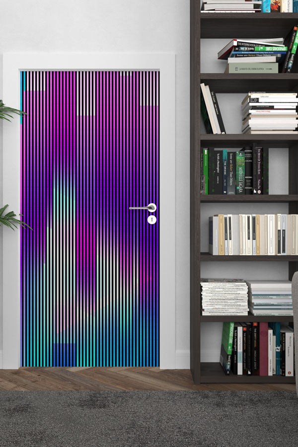 school-door-design-art-8607-02 Neon Dikey Çizgili Modern Okul Kapı Giydirme 8607