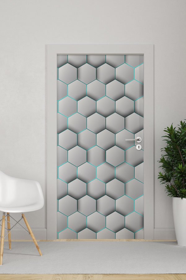 3D Altıgen Desenli Okul Kapı Giydirme 8647