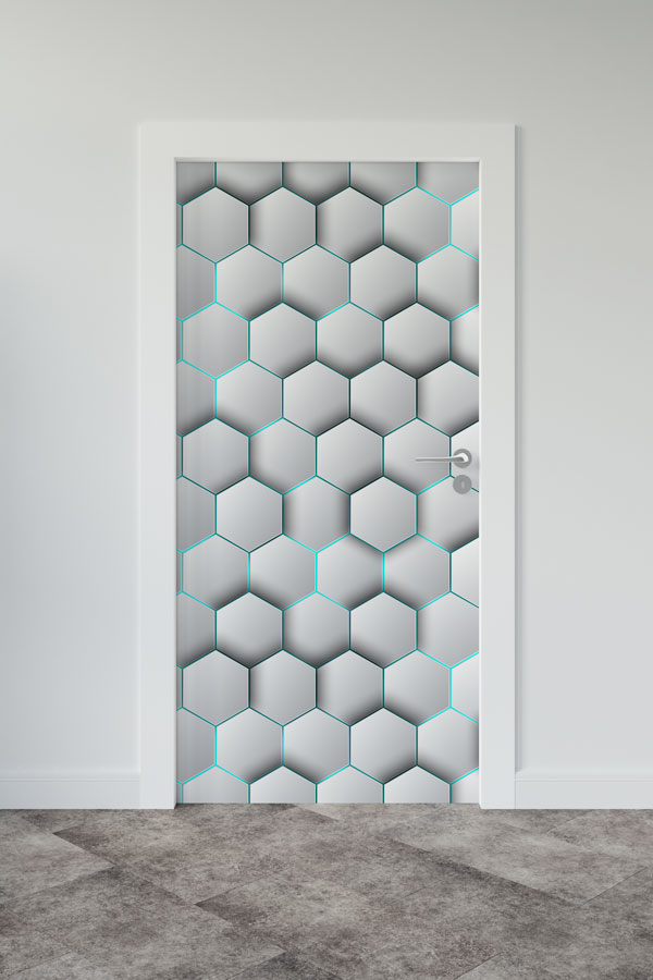 3D Altıgen Desenli Okul Kapı Giydirme 8647