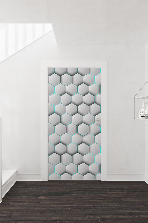 3D Altıgen Desenli Okul Kapı Giydirme 8647