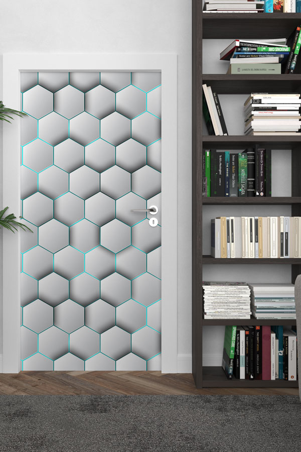 3D Altıgen Desenli Okul Kapı Giydirme 8647