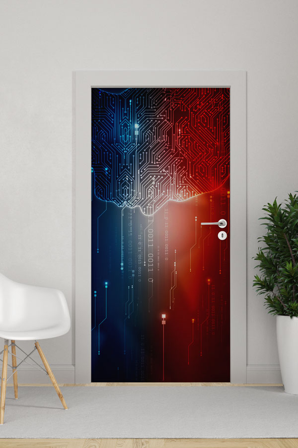 Dijital Devre Temalı Kapı Giydirme 8538