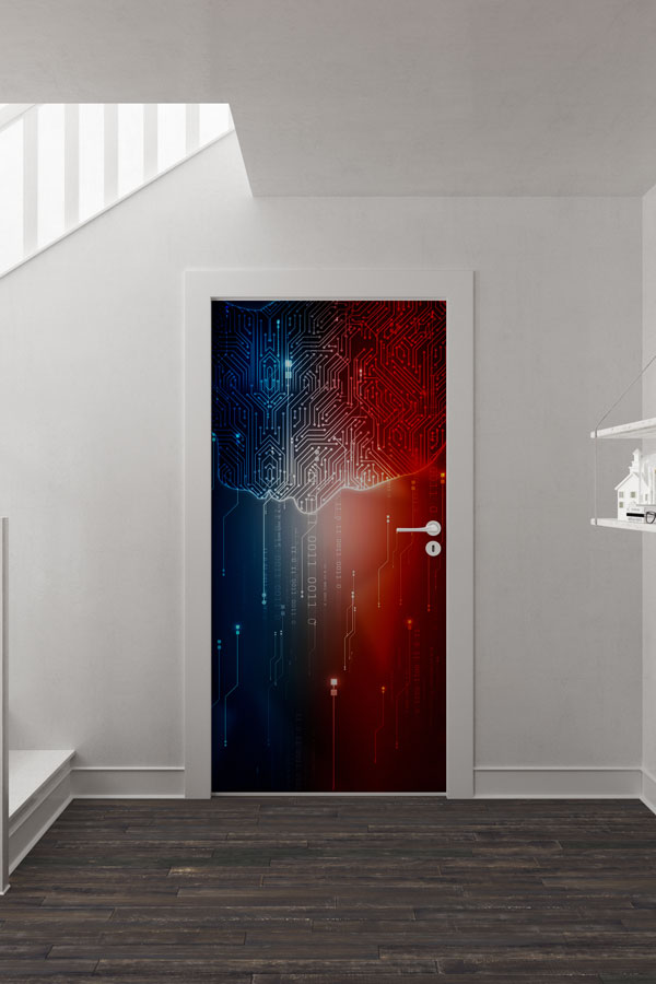 Dijital Devre Temalı Kapı Giydirme 8538