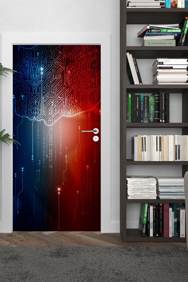 Dijital Devre Temalı Kapı Giydirme 8538