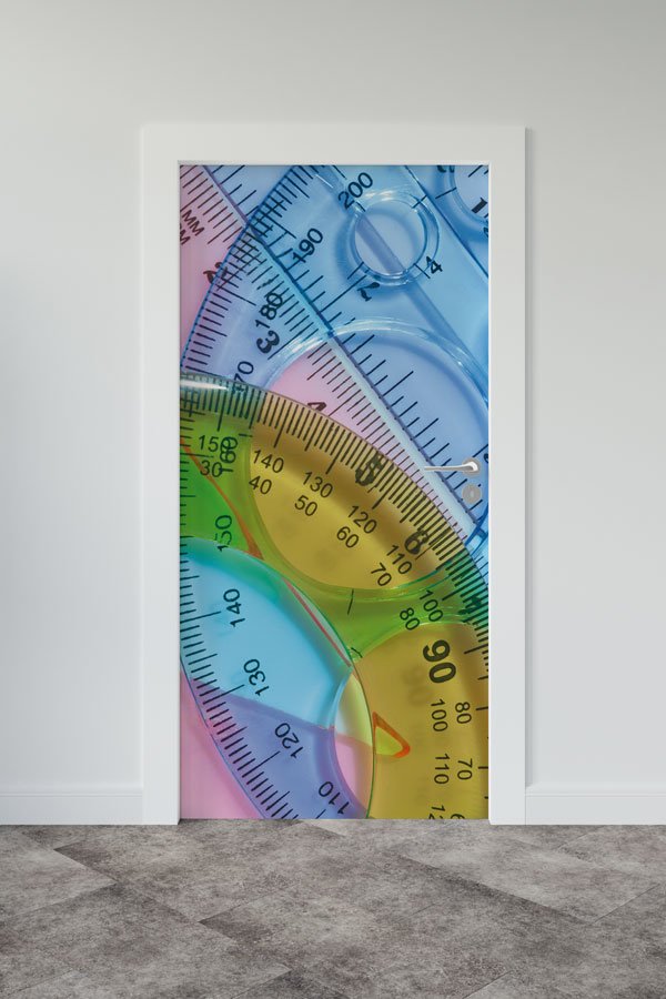 Açı Ölçer ve Cetvel Desenli Kapı Giydirme 8586