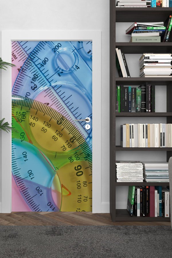 Açı Ölçer ve Cetvel Desenli Kapı Giydirme 8586