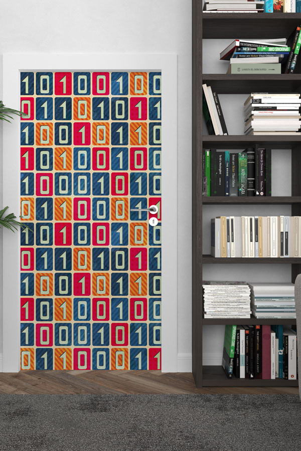 Renkli Binary Kod Kapı Giydirme 8599