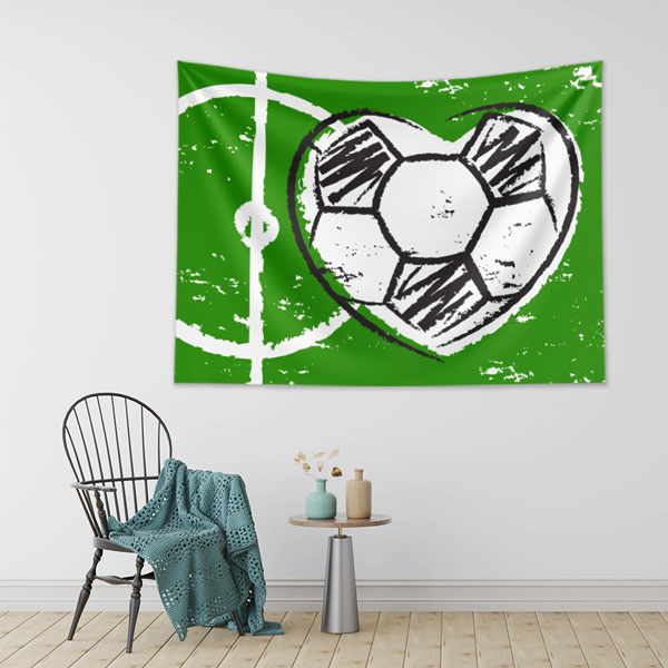 school-sports-wall-art-8441-01 Kalp Topu ve Saha Desenli Duvar Örtüsü 8441