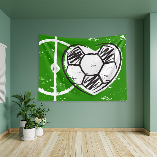 school-sports-wall-art-8441-02 Kalp Topu ve Saha Desenli Duvar Örtüsü 8441