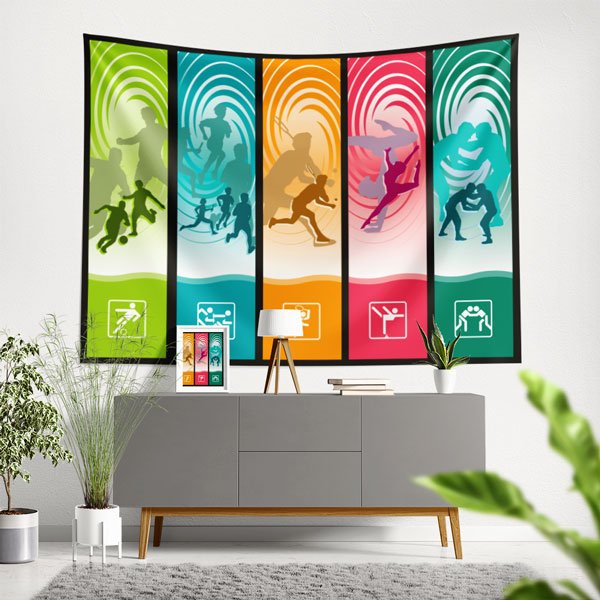 Dinamik Spor Branşları Panelli Duvar Örtüsü 8440