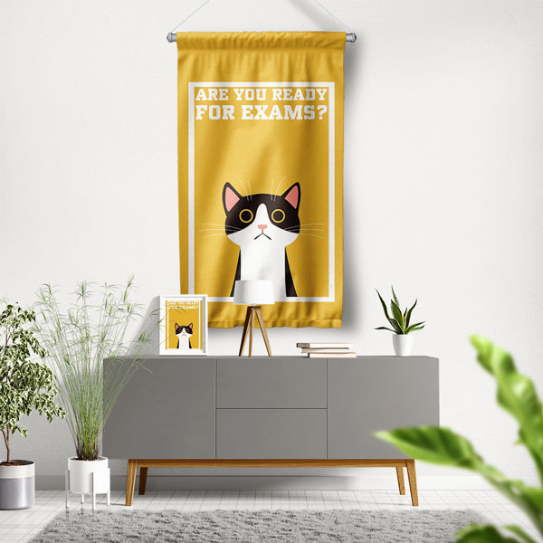 Kedili Sınav Motivasyon Duvar Flaması – Are You Ready For Exams? 8174