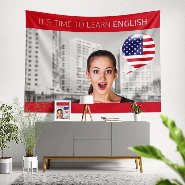 "İngilizce Öğrenme Zamanı" ABD Temalı Duvar Örtüsü 8253