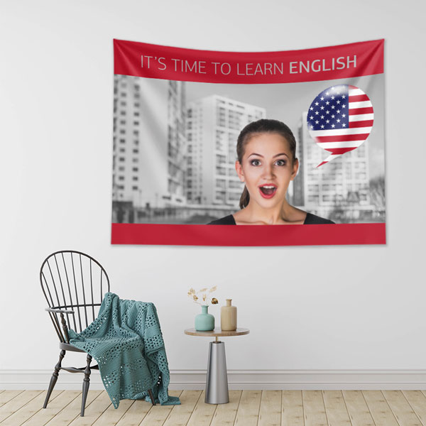 "İngilizce Öğrenme Zamanı" ABD Temalı Duvar Örtüsü 8253