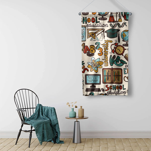 Eğitim Temalı Canlı Renkli Okul ve Sınıf Duvar Flaması 8115