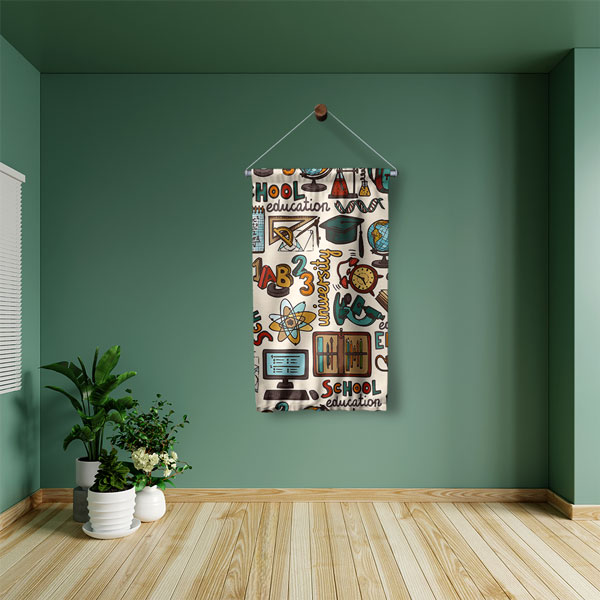Eğitim Temalı Canlı Renkli Okul ve Sınıf Duvar Flaması 8115