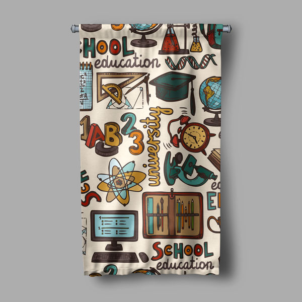 Eğitim Temalı Canlı Renkli Okul ve Sınıf Duvar Flaması 8115