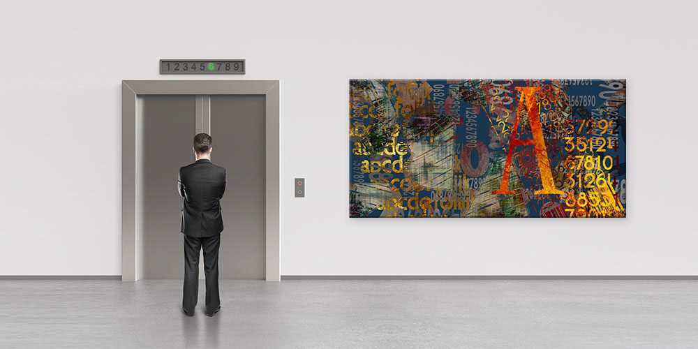 Soyut Grunge Efektli Sayılar ve Harflerle Modern Duvar Sanatı 7827