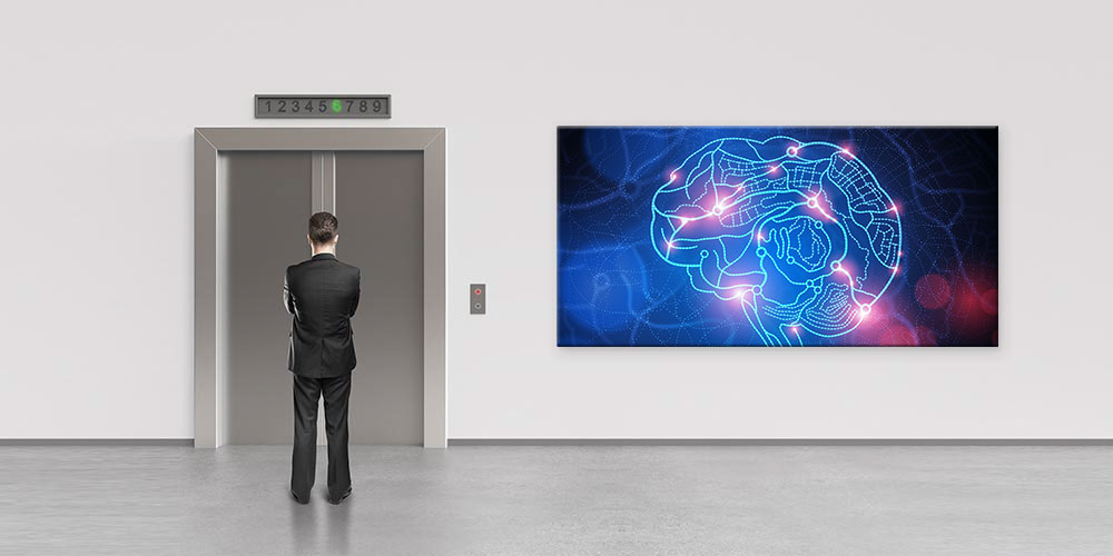 Neon Mavi İnsan Beyni Temalı Modern Bilimsel Duvar Sanatı 7984