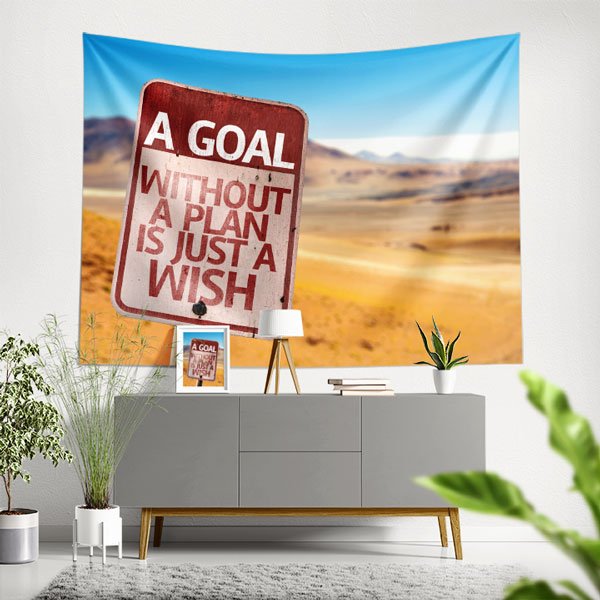 "Plansız Hedef Sadece Dilektir" Temalı Motivasyon Duvar Örtüsü 8241