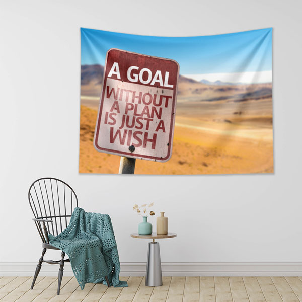 "Plansız Hedef Sadece Dilektir" Temalı Motivasyon Duvar Örtüsü 8241