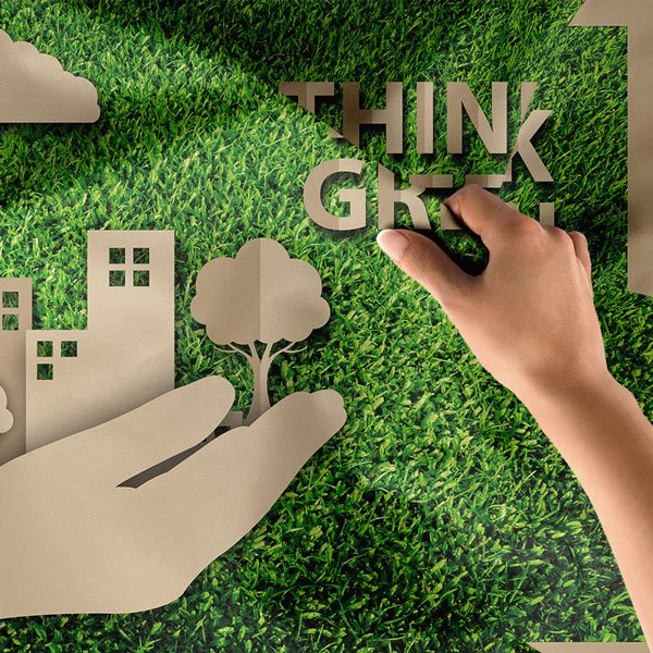 "Think Green" (Yeşil Düşün) Temalı Çevre Dostu Duvar Örtüsü 8296