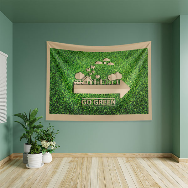 "Go Green" (Yeşile Dön) Doğa Dostu Yaşam Temalı Duvar Örtüsü 8299