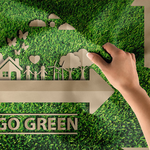 "Go Green" (Yeşile Dön) Doğa Dostu Yaşam Temalı Duvar Örtüsü 8299