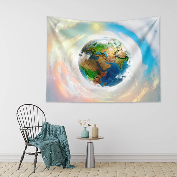 Dünya Küresi ve Doğa Temalı Dekoratif Duvar Örtüsü 8304