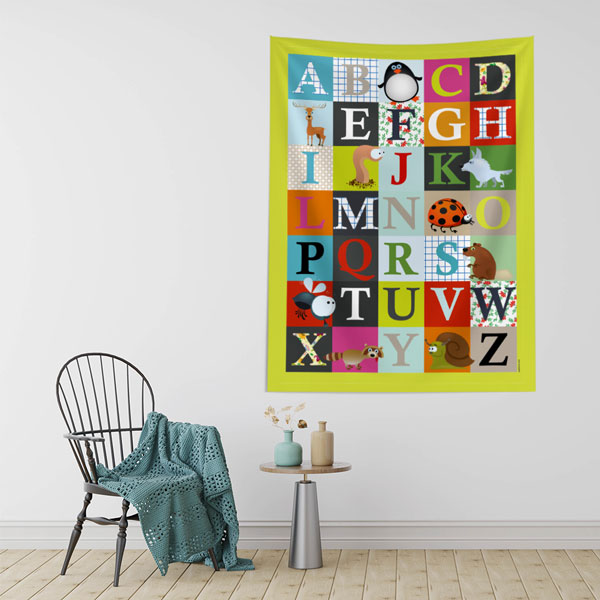 Hayvan Temalı Eğitici Alfabe Duvar Örtüsü 8424