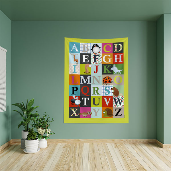 Hayvan Temalı Eğitici Alfabe Duvar Örtüsü 8424