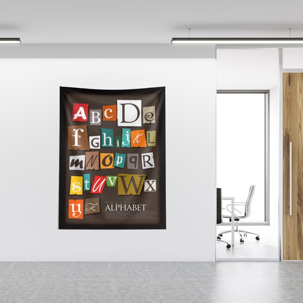 "Gazete Kupürü" İngilizce Alfabe Duvar Örtüsü 8426