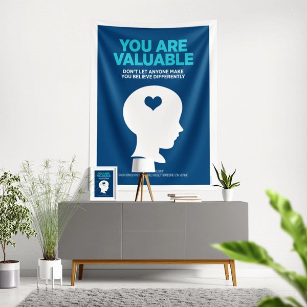 school-wall-art-decor-8428-00 "Değerlisin" Motivasyonel İnsan Profili Duvar Örtüsü 8428