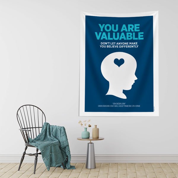"Değerlisin" Motivasyonel İnsan Profili Duvar Örtüsü 8428