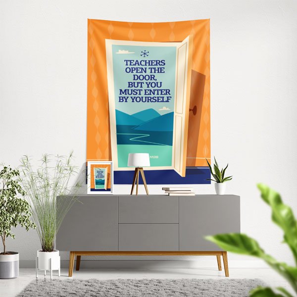 school-wall-art-decor-8430-00 "Öğretmenler Kapıyı Açar" Motivasyonel Duvar Örtüsü 8430