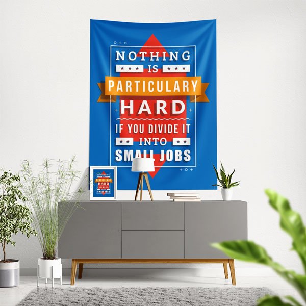 school-wall-art-decor-8432-00 "Hiçbir Şey Özellikle Zor Değildir" Motivasyonel Duvar Örtüsü 8432