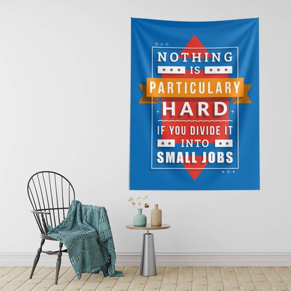 "Hiçbir Şey Özellikle Zor Değildir" Motivasyonel Duvar Örtüsü 8432