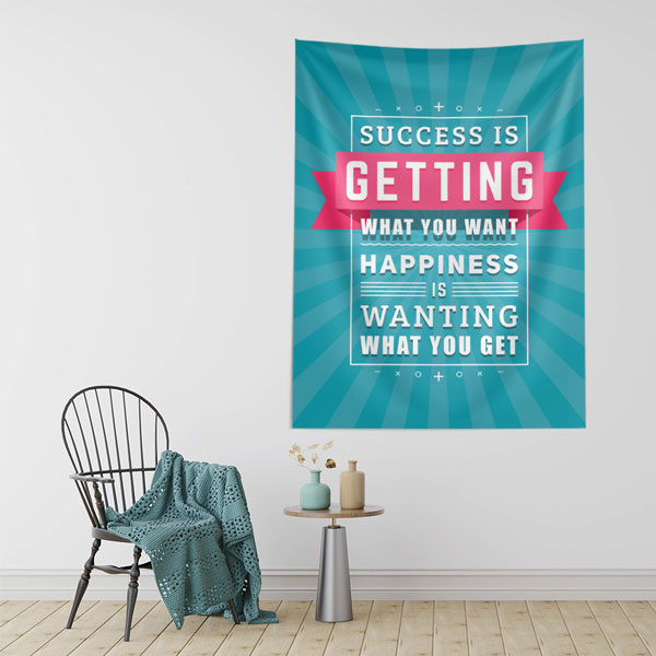 "Başarı İstediğini Almak, Mutluluk İstediğini İstemektir" Motivasyonel Duvar Örtüsü 8433