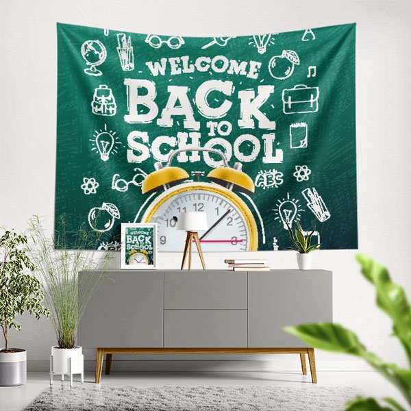 "Okula Hoş Geldiniz" Kara Tahta Tasarımlı Duvar Örtüsü 8257