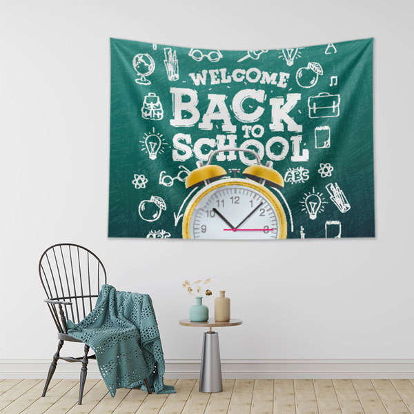 "Okula Hoş Geldiniz" Kara Tahta Tasarımlı Duvar Örtüsü 8257
