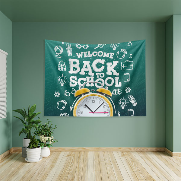 "Okula Hoş Geldiniz" Kara Tahta Tasarımlı Duvar Örtüsü 8257