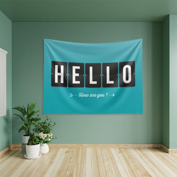"HELLO How Are You?" Flip Ekran Efektli Duvar Örtüsü 8258