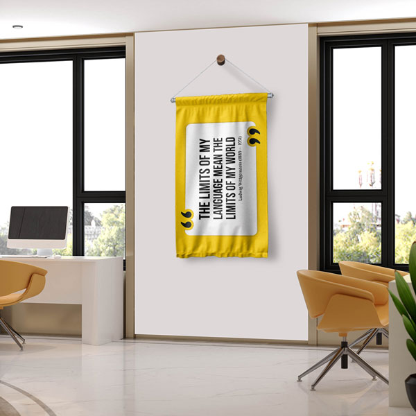 Okul Duvar Dekoru Kumaş Flaması - Dilin Sınırları Motive Edici Söz 10248