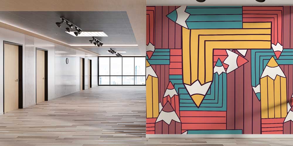 Geometrik Kalem Desenli Eğitici Duvar Kağıdı 1042