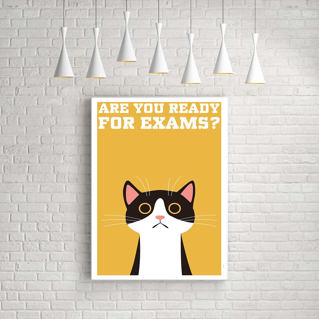 Are You Ready For Exams? Cat Design Poster – 3259