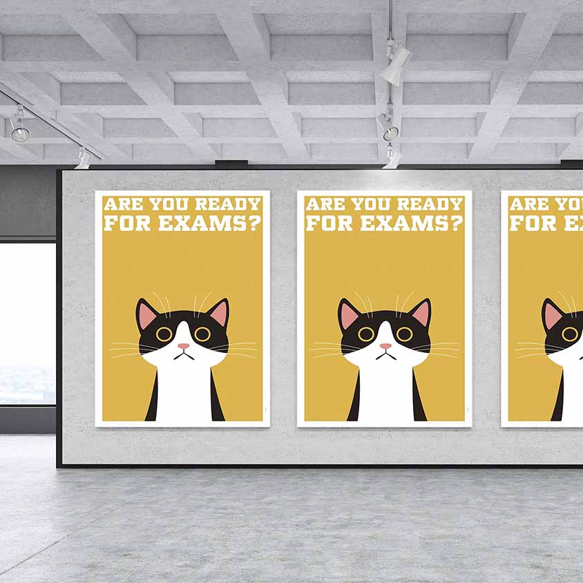 Are You Ready For Exams? Cat Design Poster – 3259