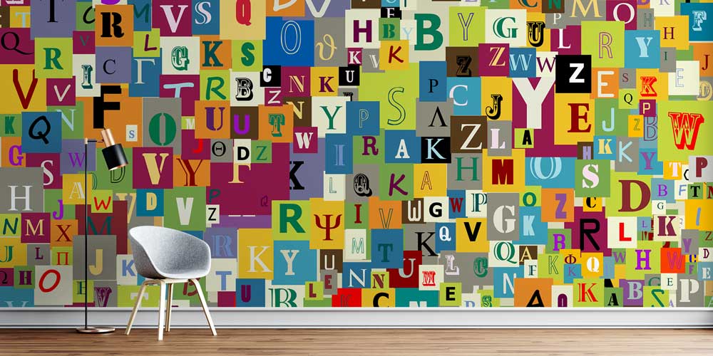 Renkli Alfabe ve Harfler Desenli Eğitici Duvar Kağıdı 1037