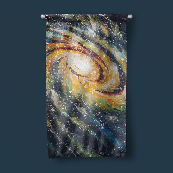 Spiral Galaksi Sanat Temalı Dekoratif Duvar Flaması - Kozmik Sanat ve Evren Görünümü 10287-DF