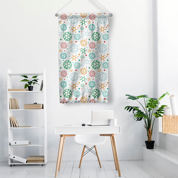 Renkli Molekül Desenli Bilim Sınıfı Duvar Flaması 10276-DF