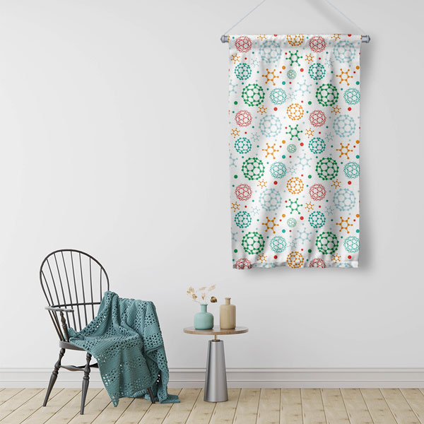 Renkli Molekül Desenli Bilim Sınıfı Duvar Flaması 10276-DF